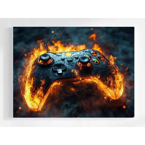 Plakát Gaming Konzola Kontroler Pad Gamepad Oheň 100x75
