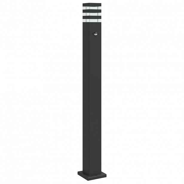 vidaXL Venkovní stojací lampa s čidlem černá 110 cm hliník