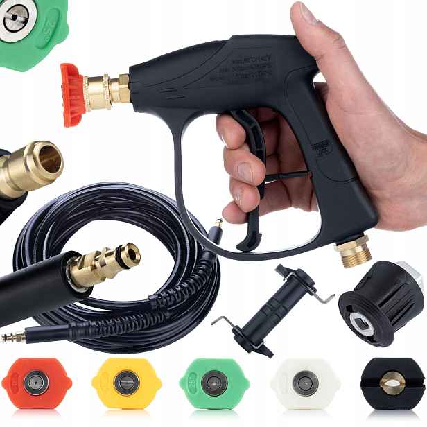 Kompletní Sada Pro Myčku Karcher Bayonet Pistole 5 Trysek Hadice 8 M Adaptéry
