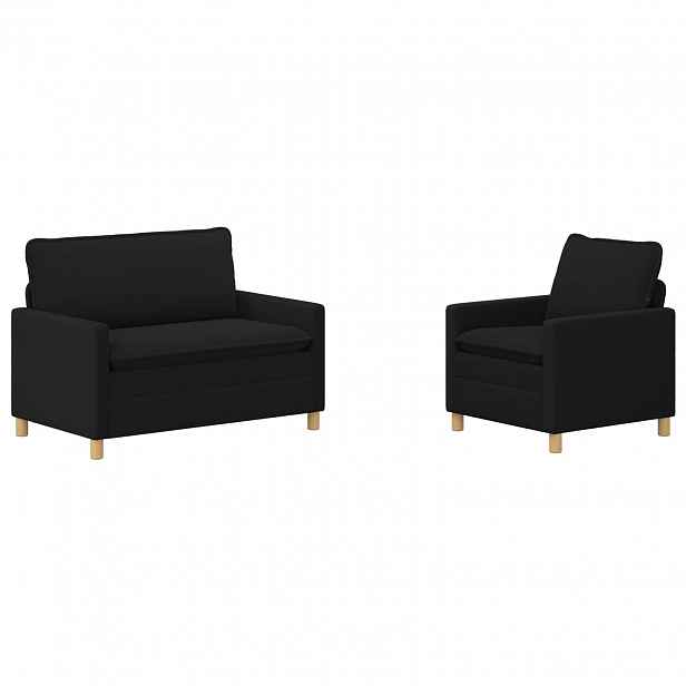 vidaXL Set pohovek 2 ks Černá Textil