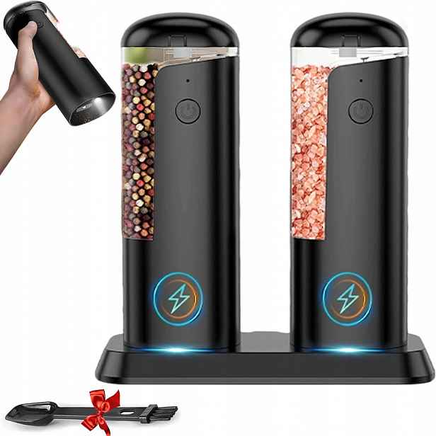2ks Elektrický mlýnek na pepř a sůl sada Solnička a Pepřenka