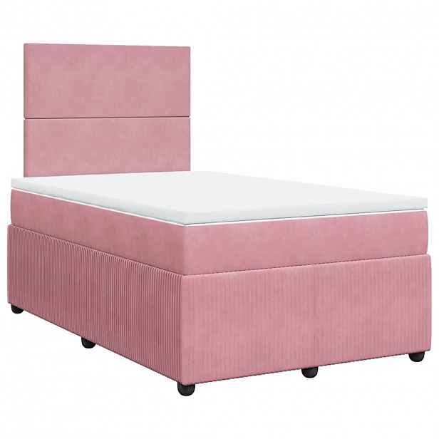 vidaXL Box spring postel s matrací růžová 120x190 cm samet