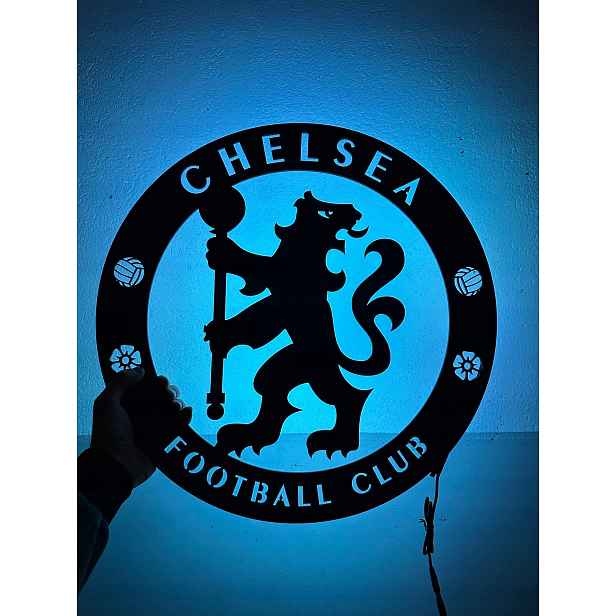 Erb Chelsea Dřevěný 3D obraz Dárek Noční Lampa Led