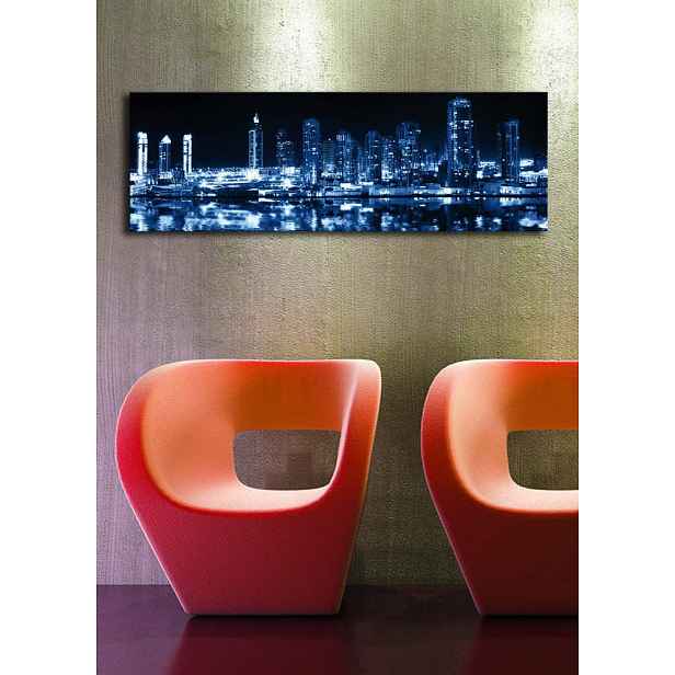 Wallity Obraz s LED osvětlením NOČNÍ MRAKODRAPY 6 30 x 90 cm