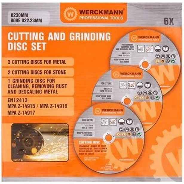 Kotoučky Na Řezání A Broušení Kovu Kámen 6 Ks 230 MM Werckmann Tools