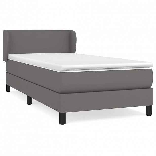 vidaXL Box spring postel s matrací šedá 90x200 cm umělá kůže