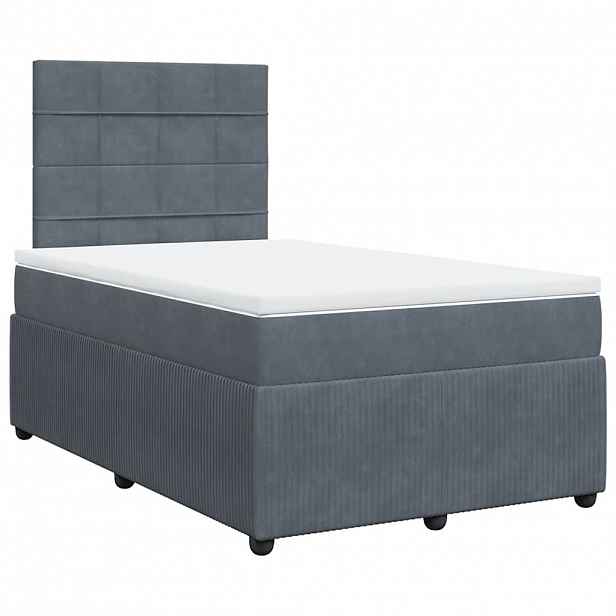 vidaXL Box spring postel s matrací tmavě šedý 120x190 cm samet