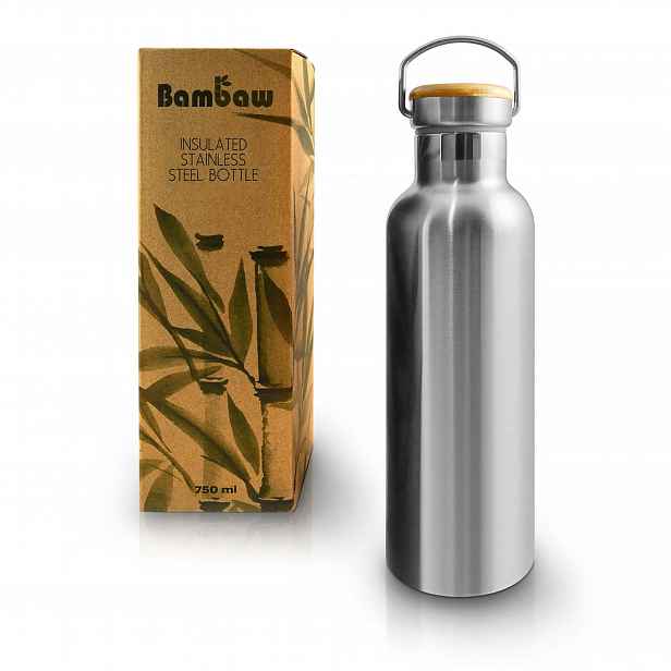 Bambaw termoláhev z z nerezové oceli s bambusovým uzávěrem o objemu 750 ml