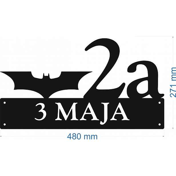 Číslo Na Dům 80 cm Tabule Adresa Ocel 2 mm Grafika Batman
