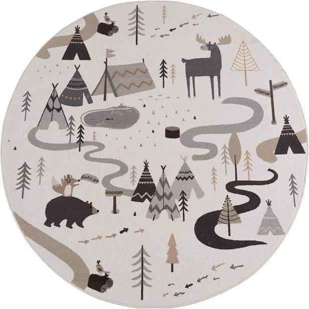 Krémový pratelný dětský koberec ø120 cm Coco 1135 – Ayyildiz Carpets
