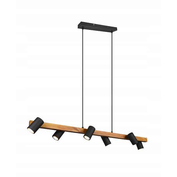 Závěsná lampa dřevěný nosník černé tuby x6 Trio