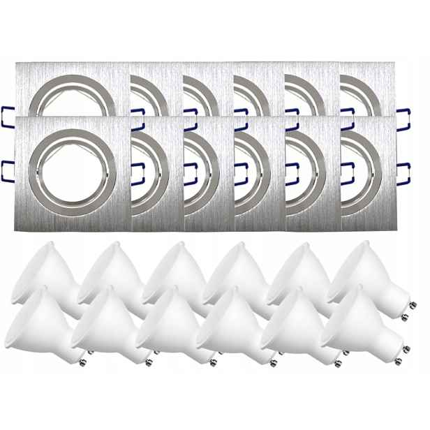 12x Hliníková Lampa Objímka Inox Ocel Kartáčovaná Led Žárovky 10W