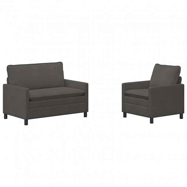 vidaXL Set pohovek 2 ks Tmavě šedá Textil