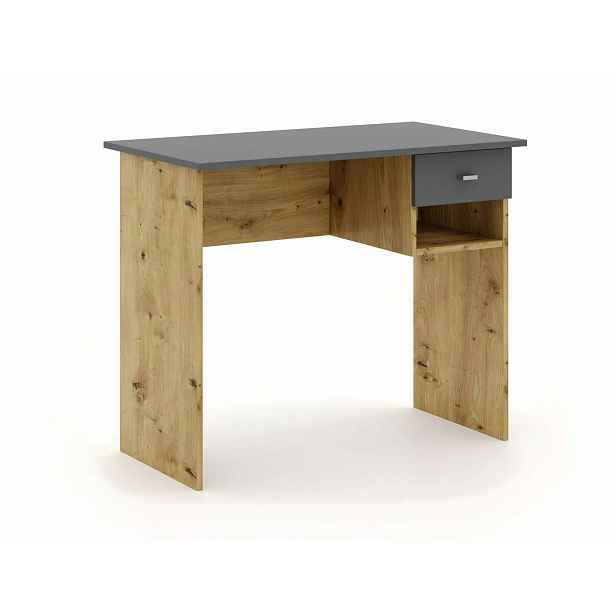 AKCE Psací stůl v dekoru dub artisan s antracitovou deskou B-011 II. jakost