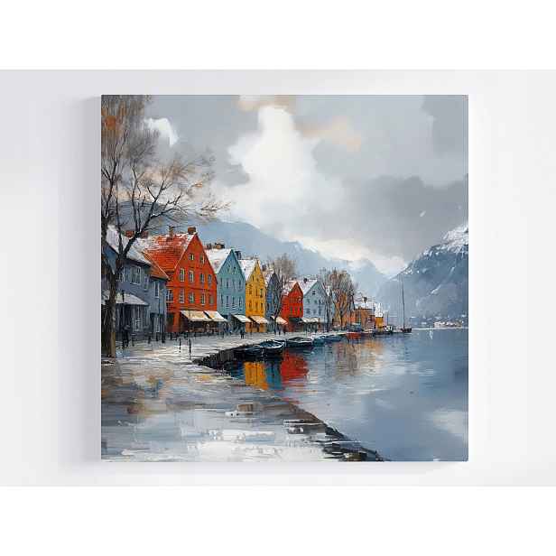 Obraz Na Plátně Canvas Norsko Hory Bergen Kamínky Fiord Zima 50x50