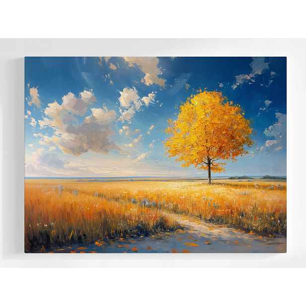 Plakát Zlatý Podzim Osamělý Strom Louka Krajina 100x75