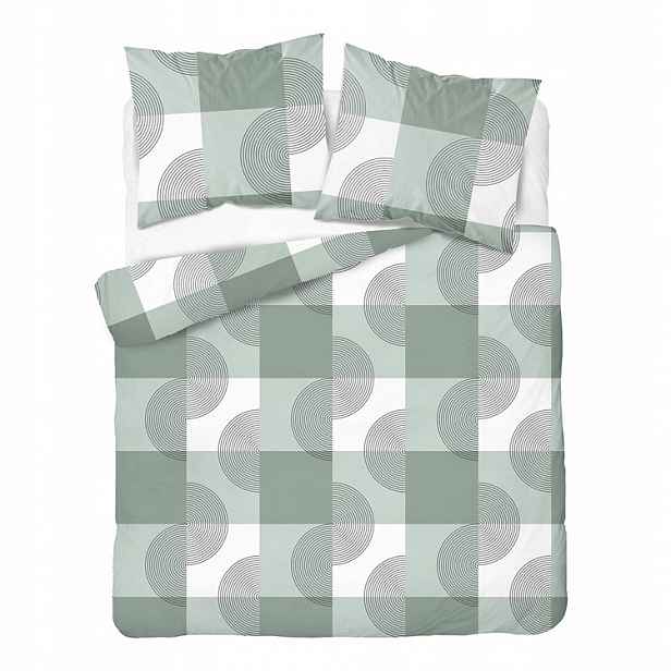Povlečení flanelové zimní teplé 200x220 6040b zelená geometrie