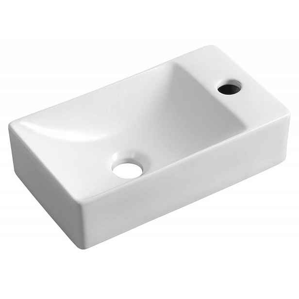 Sapho Small - Umývátko Margitha 38x22 cm, bez přepadu, otvor pro baterii, bílá MGT3822