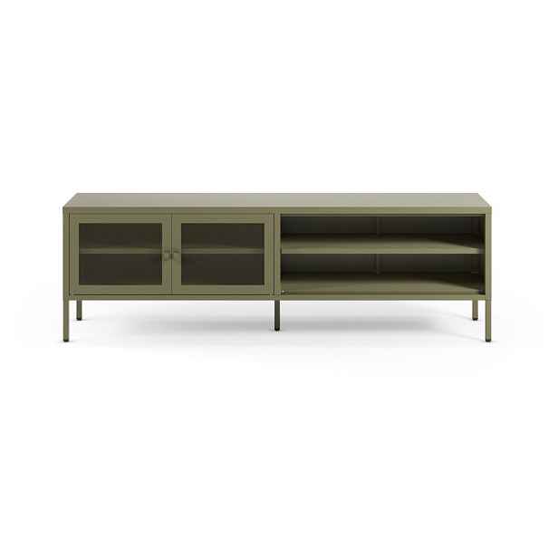 Zelený kovový TV stolek 160x50x35 cm Fayna – Marckeric
