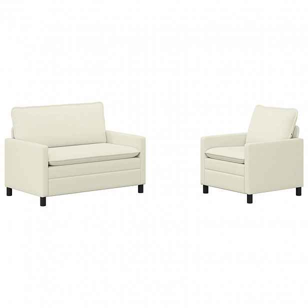 vidaXL Set pohovek 2 ks Krémová Textil