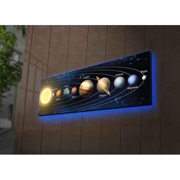 Hanah Home Obraz s led osvětlením Planety 90x30 cm