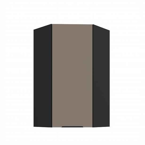 Horní rohová skříňka Aria 60x60 GN-108 1F (45°) Barva korpusu: Černá, Barva dvířek: TA - Sandgrau AFM