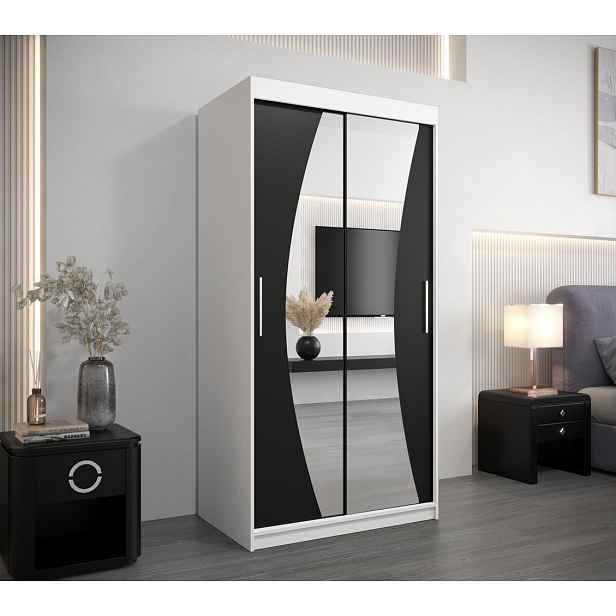 Skříň s posuvnými dveřmi BETA - 100 cm, bílá / černá