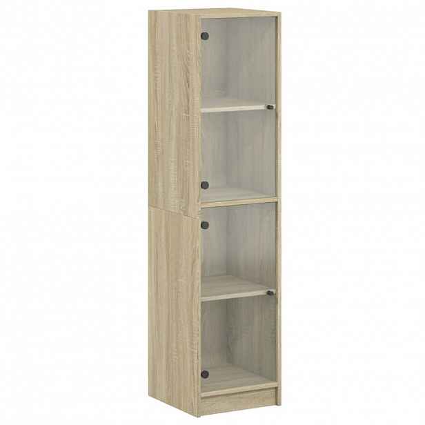 vidaXL Highboard se skleněnými dvířky dub sonoma 35 x 37 x 142 cm
