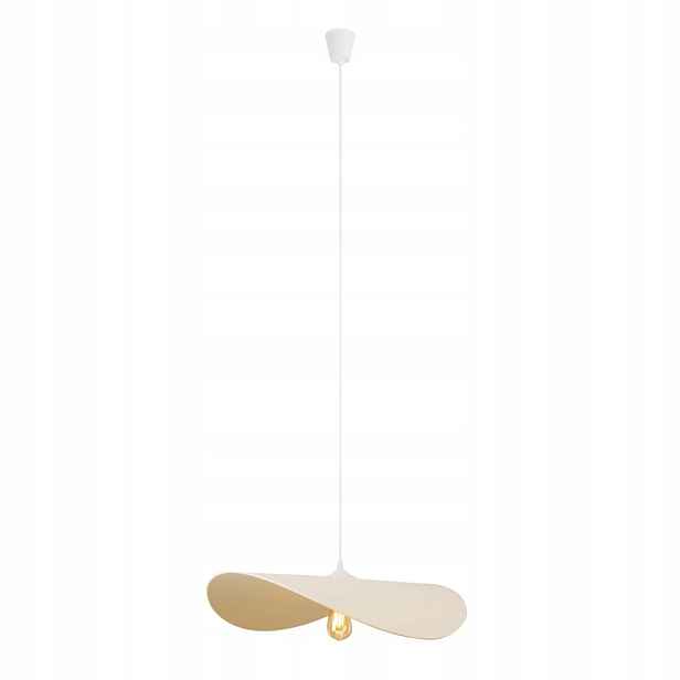 Závěsná lampa bílá krémová, klobouk z plsti, kulatá, 60 cm nad stůl Maxlight