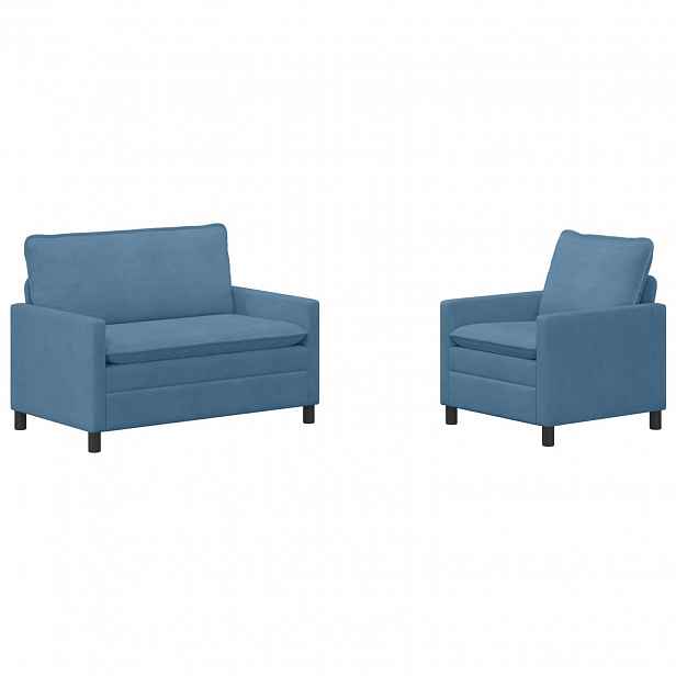 vidaXL Set pohovek 2 ks Modrá Textil