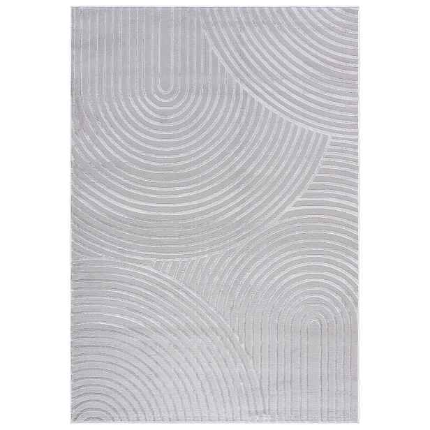 Koberec do obývacího pokoje grafitový 80x150 cm geometrické oblouky moderní měkký