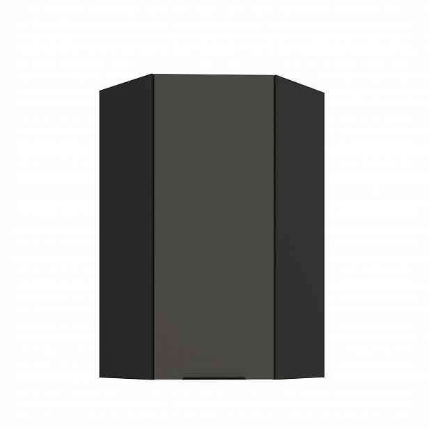 Horní rohová skříňka Aria 60x60 GN-108 1F (45°) Barva korpusu: Černá, Barva dvířek: GR - Graphite AFM