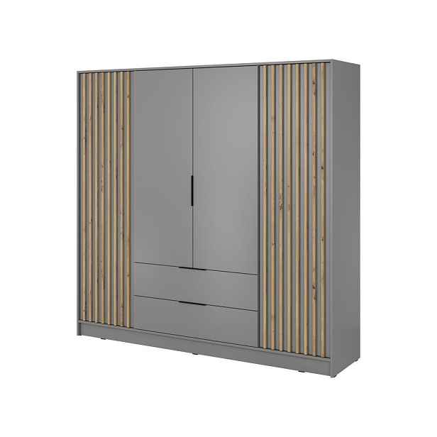 MASSENO ŠATNÍ SKŘÍŇ S OTOČNÝMI DVEŘMI NELIANA, 206/200/51 cm 4dveřová, šedá