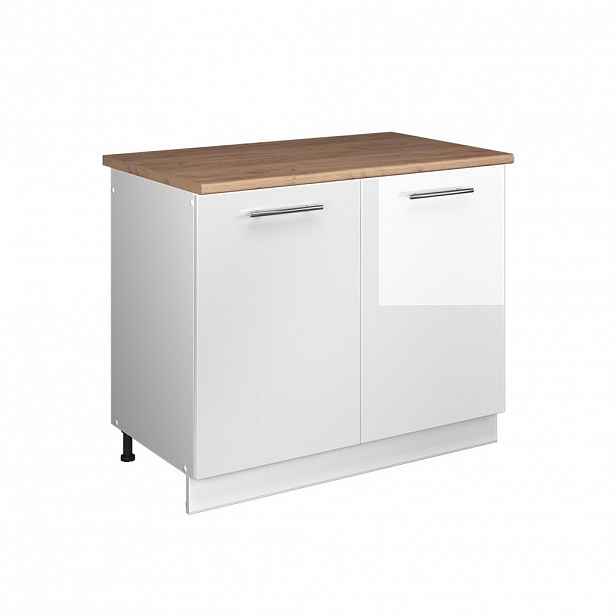 Vicco SKŘÍŇKA POD DŘEZ Fame-Line, Bílá vysoký lesk/Bílá, 100 cm, PD Dub
