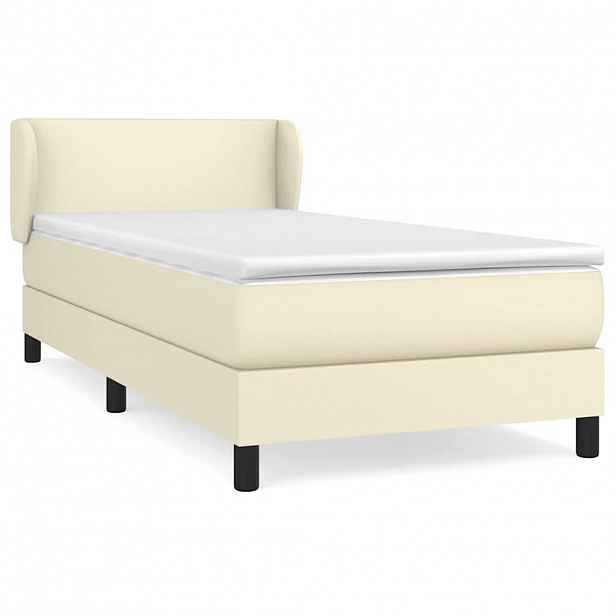 vidaXL Box spring postel s matrací krémová 100x200 cm umělá kůže