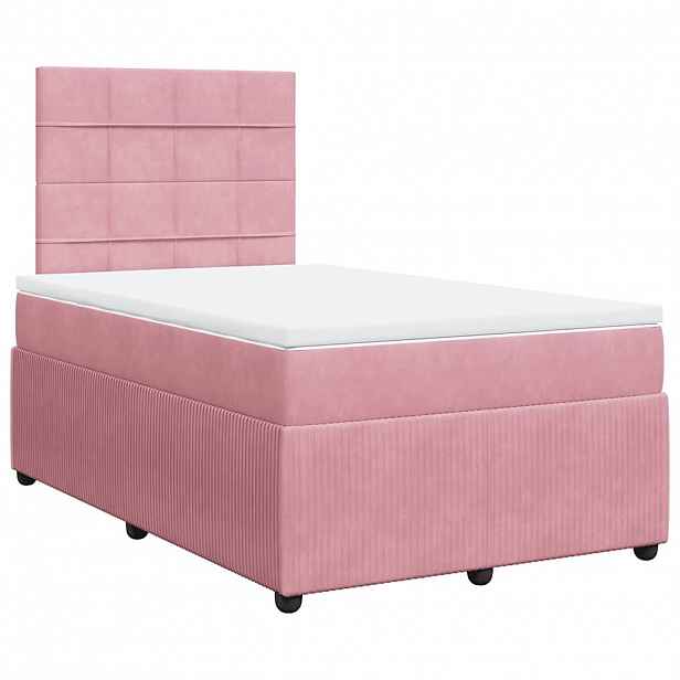 vidaXL Box spring postel s matrací růžová 120x190 cm samet