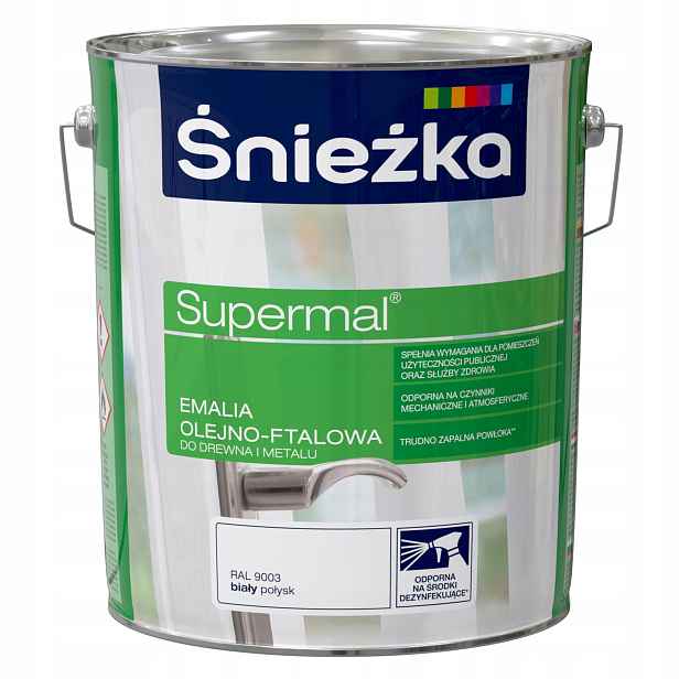 Śnieżka Supermal Olejovo-ftalová Smaltovaná Bílá Lesklá 10L Ral 9003