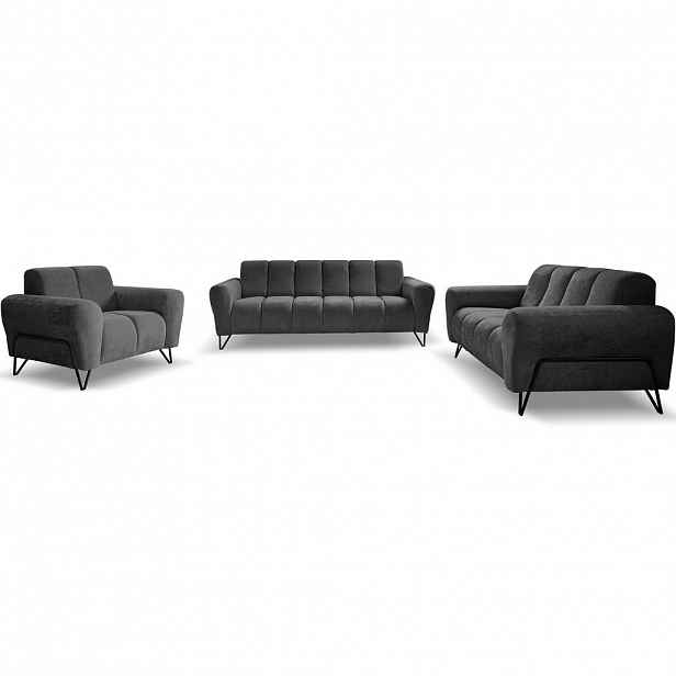 Beautysofa SEDACÍ souprava Volare (pohovky + křeslo), bez funkce spaní, antracit
