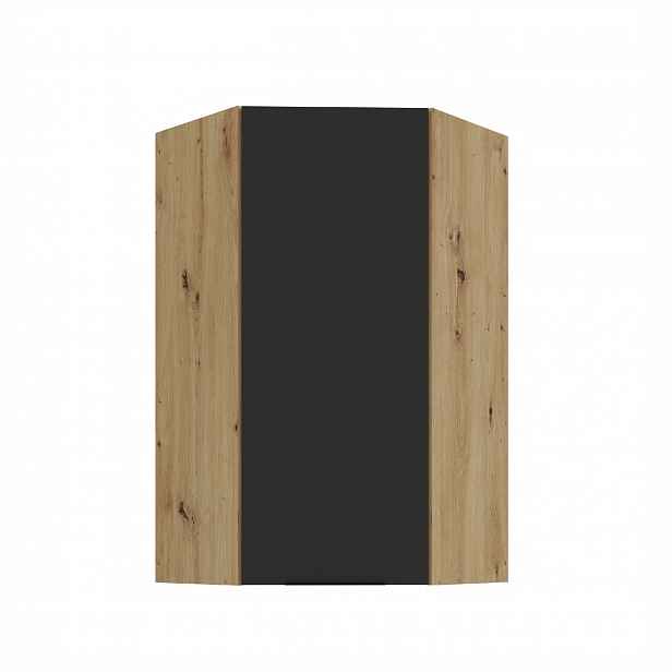 Horní rohová skříňka Aria 60x60 GN-108 1F (45°) Barva korpusu: Dub artisan, Barva dvířek: BL - Black AFM