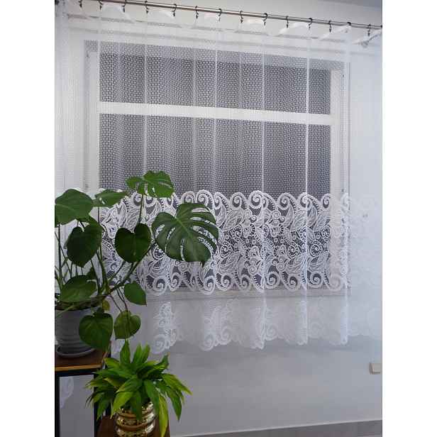Mg Záclona 125/095B květy Bílá 300x180 cm Hotová S Páskou M