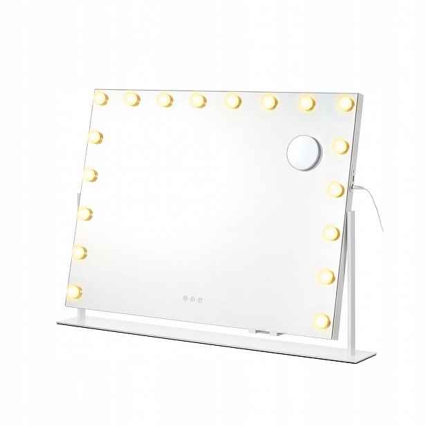 Zrcadlo pro líčení Songmics Led 80×60 cm 18 žárovek Usb bílé