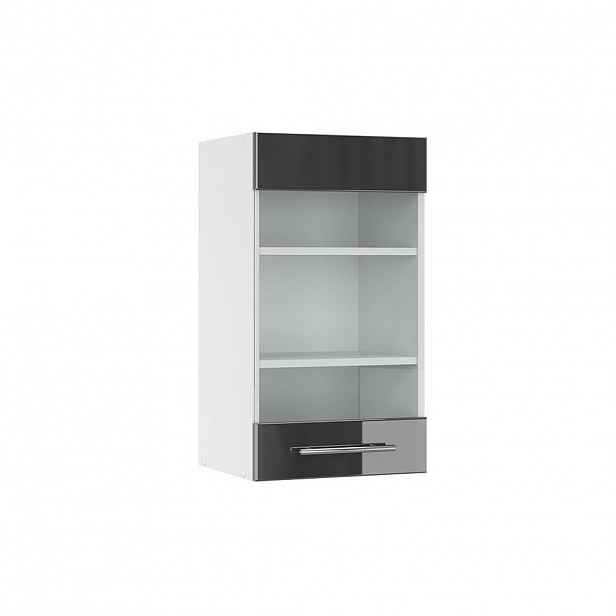 Vicco SKLENĚNÁ KUCHYŇSKÁ SKŘÍŇKA Fame-Line Antracitový vysoký lesk 40 cm