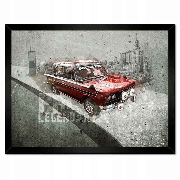 Plakáty v rámu 40x30 Červený Velký Fiat 125p