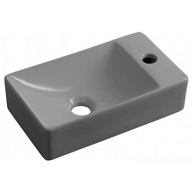 Sapho Small - Umývátko Margitha 38x22 cm, bez přepadu, otvor pro baterii, šedá MGT3822GR