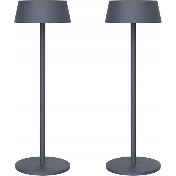 Stolní Led lampa Akumulátorová Zahrada Terasa Bezdrátová Antracit 2ks
