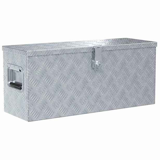 vidaXL Hliníkový box 76,5 x 26,5 x 33 cm stříbrný