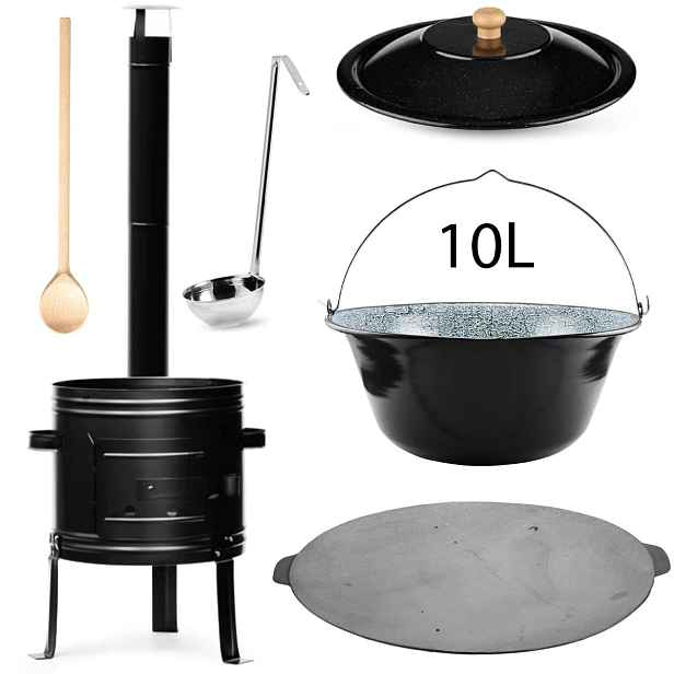 Perfect Home PL-Set-62 Kotlíková souprava 10L, 6ks – kotlina/kotlík/poklice/vařečka/naběračka/deska