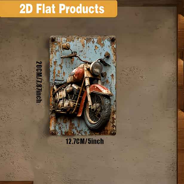 TEMU 2D plochý - 1ks 2D plochý tisk Retro Motocyklový Dřevěná Plochá Ceduľka - Domov, Kuchyně, Bar, Obývací Pokoj, Zahrada Retro Dekorativní Dřevěné