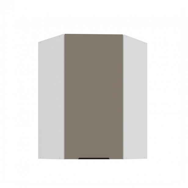Vysoká rohová skříňka LUNARA 1 - 60x60 cm, tmavě béžová / bílá