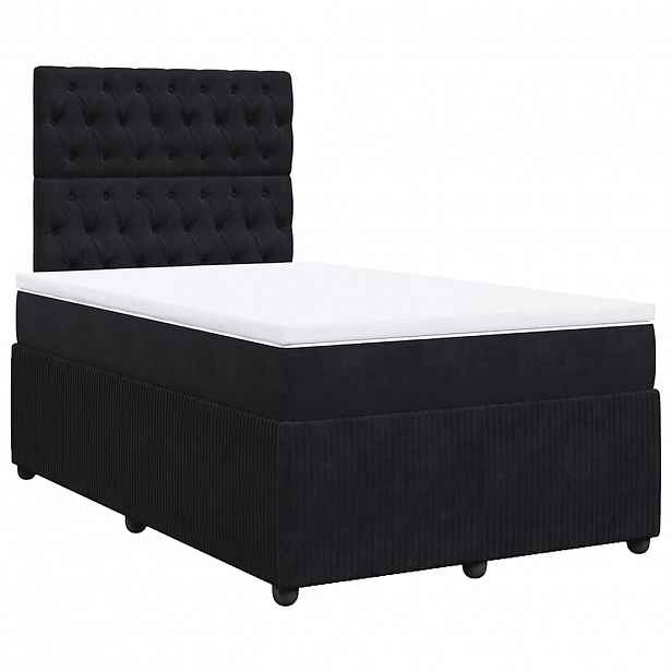 vidaXL Box spring postel s matrací černá 120 x 190 cm samet